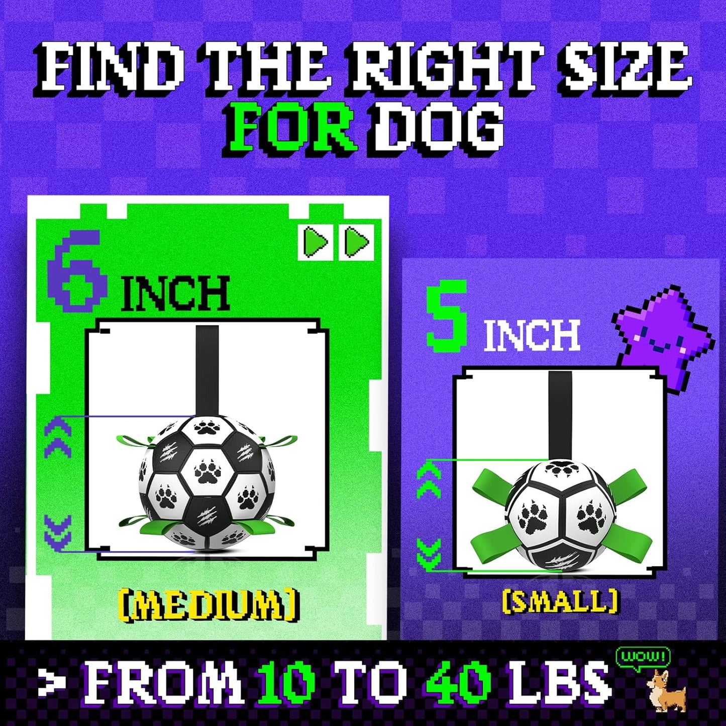 Diman Dog Soccer Ball with Straps, Soccer Balls for Dogs to Play, Train and Retriever, Outdoor Pet Balls for Small to Medium (6 Inch)