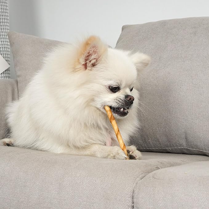 MON2SUN Dog Rawhide Twist Sticks Chicken Flavor 5 Inch Thin Sticks Rawhide Chews Treats for Puppy and Small Dogs 120 Count