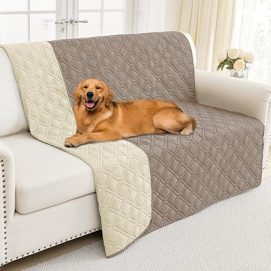 Smiry Waterproof Dog Blanket, 68x82 Inch Soft Pet Bed Cover Reversible, Washable Sofa Couch Furniture Protector for Small Medium Large Dog Puppy Cat, Taupe/Beige