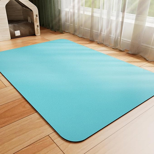 Pet Feeding Mat - Absorbent Dog Mat for Food and Water, No Stains Cat Bowl Mat, Easy to Clean Pet Placemats, Quick Dry Dog Water Dispenser Mat for Messy Drinkers | Teal 12"x 19"