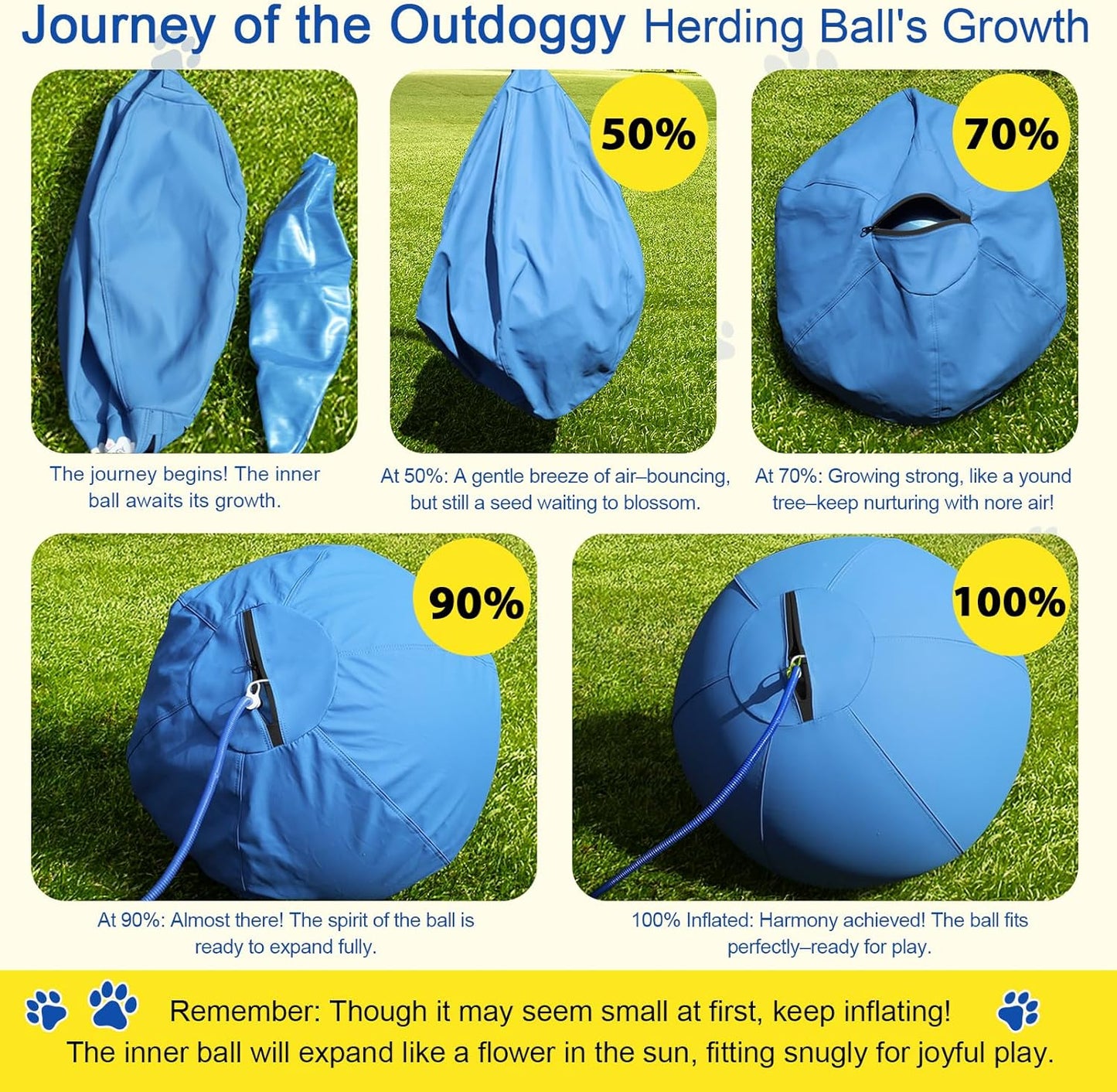 Herding Ball for Dogs 18 Inch - Dual-Layer Heavy Duty Herding Ball for Australian Shepherds, Border Collies & Corgis | Outdoor Herding Toy for Small/Medium Dogs - Backyard Training and Play - Blue