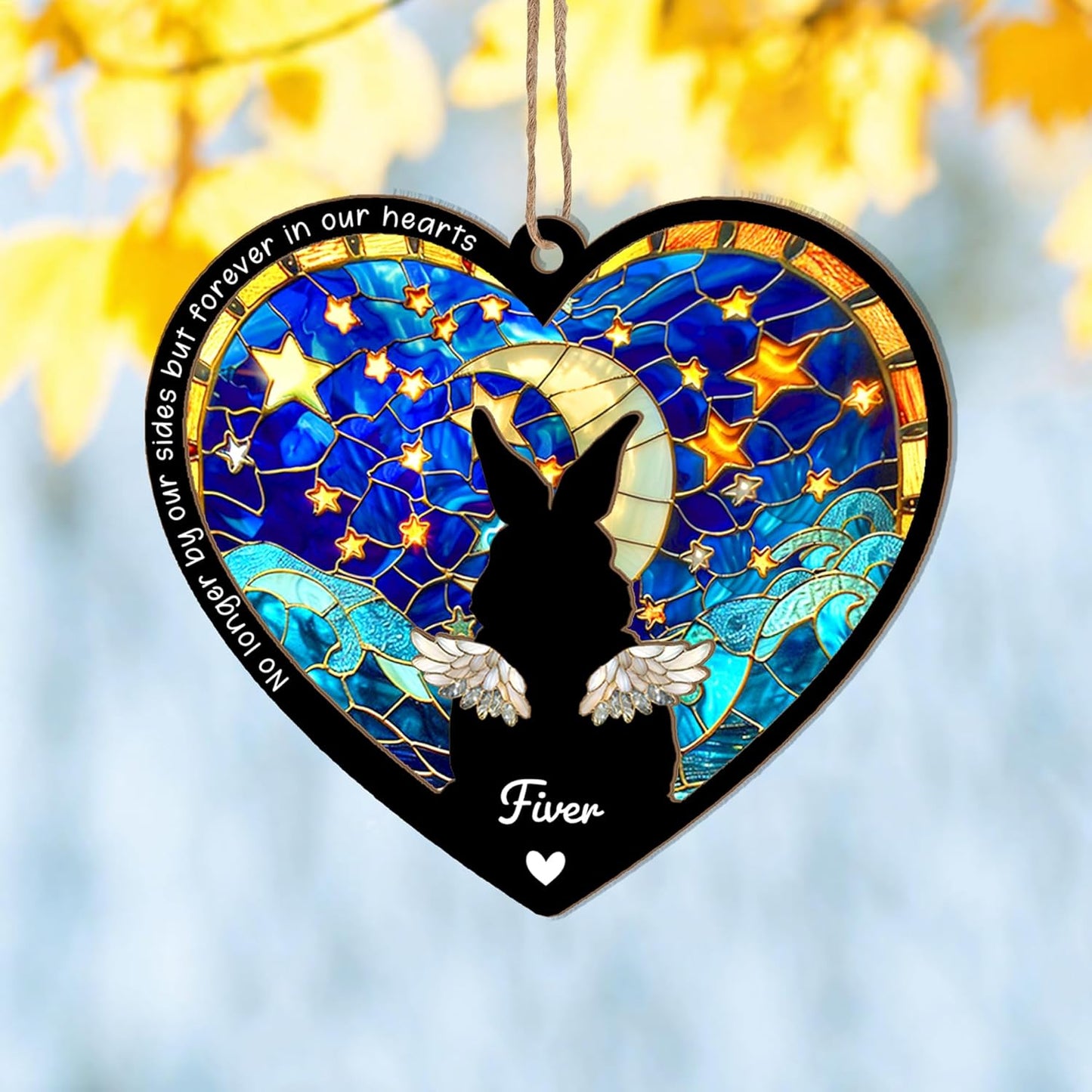 Personalized Bunny Suncatcher – Custom Rabbit Suncatcher with Name for Up to 3 Pets, Sympathy Gift for Rabbit Loss, Memorial Gift for Bunny Lovers, Easter Decor