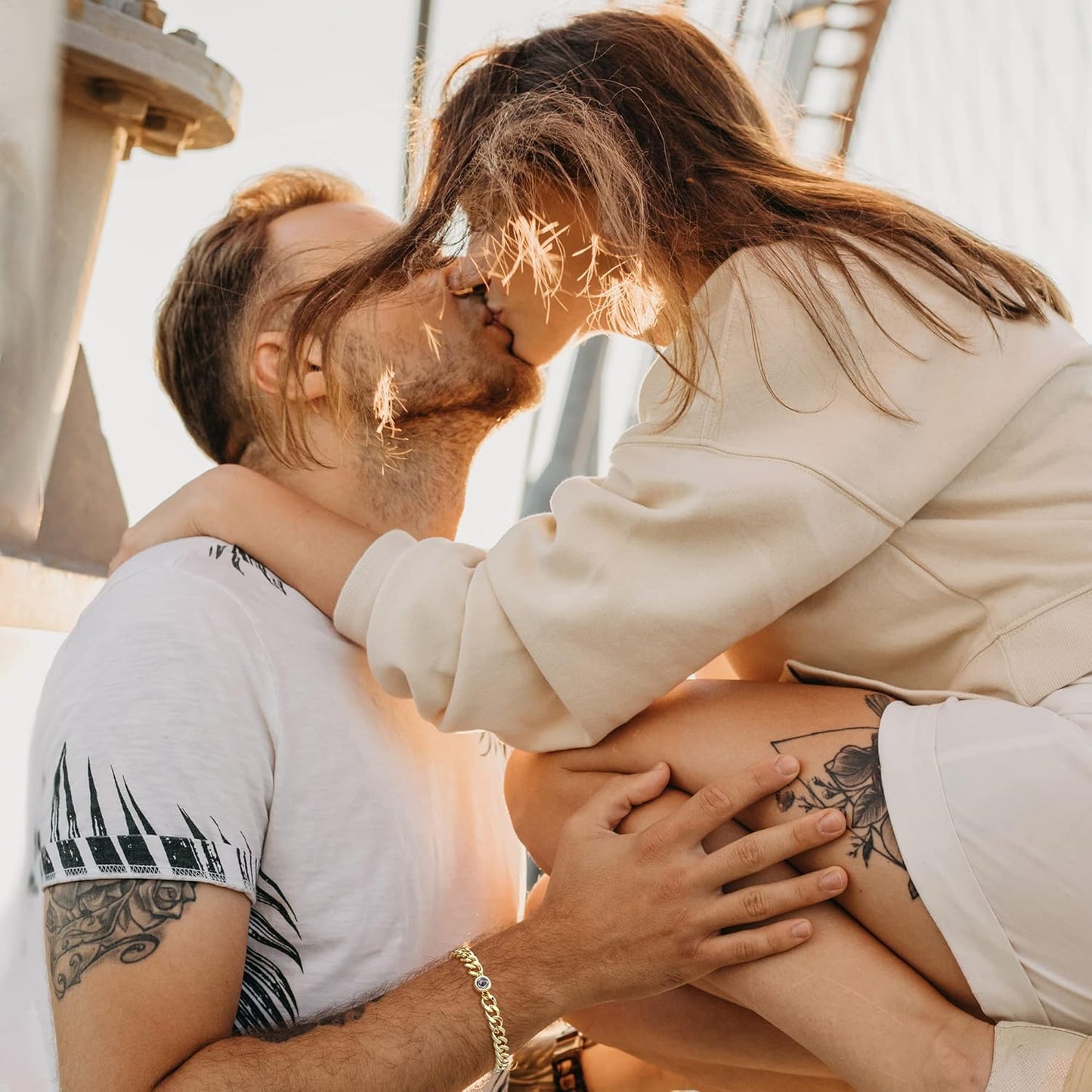 EMIRISTIC Custom Photo Bracelet - Personalized Picture Natural Stone Cuban Chain Bracelet - Any Special Day Gifts