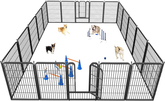 Dog Playpen 32" Height 20 Panels Portable Pet Fence Outdoor for Yard Indoor Dog Pen Outdoor for Medium/Small Animals, Large Pet Puppy Playpen Heavy Duty Pet Fence for RV Camping, Yard
