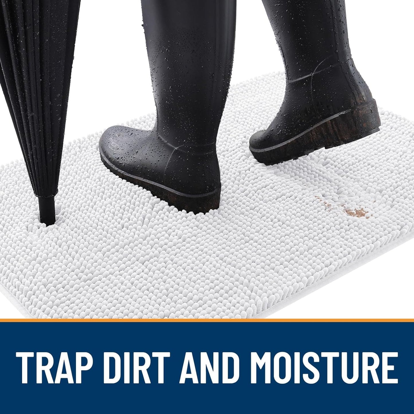 OLANLY Dog Door Mat for Muddy Paws 40x32, Absorbs Moisture and Dirt, Absorbent Non-Slip Washable Doormat, Quick Dry Chenille Mud Mat for Dogs, Entry Indoor Entryway Carpet for Inside Floor, White