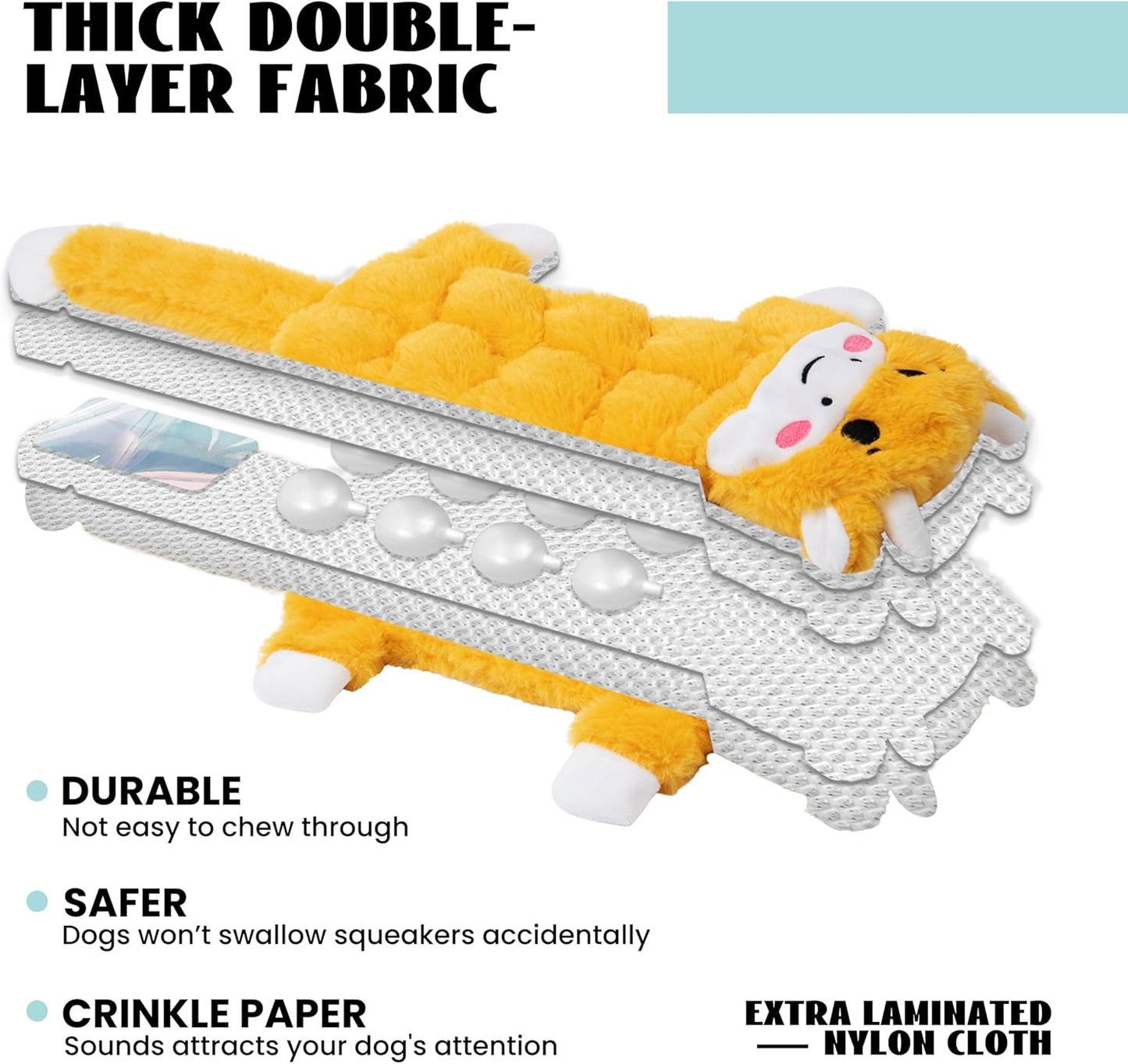 Nocciola Durable Dog Chew Toys for Aggressive Chewers, No Stuffing Squeaky Toys for Small to Large Dogs