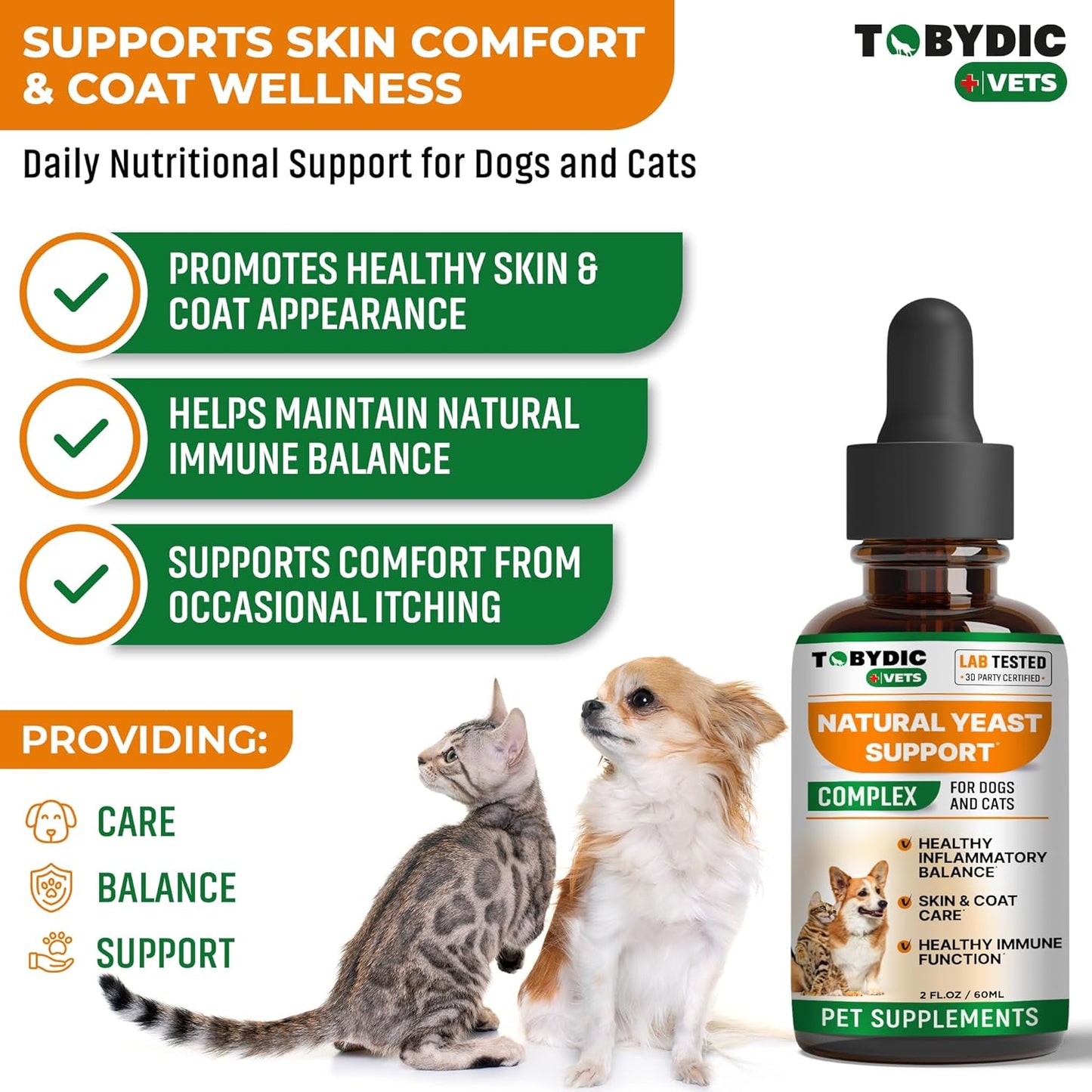 Natural Cats & Dog Yeast Infection Relief - Itchy Skin & Ear Treatment - Reduces Irritation & Relieves Itching and Allergy - Herbal Medicine Drops Supplement (2 Pack (60 ml + 60 ml))