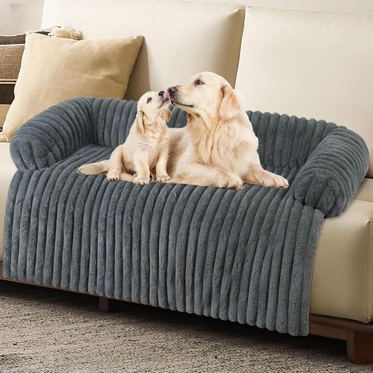 Luxurious Dog Couch Bed, Washable Calming Dog Couch Cover, Removable Couch Protector for Dogs, Waterproof Sofa Bed, Pet Bed Mats for Couch, Pet Couch Covers for Sofa(Grey, XL)