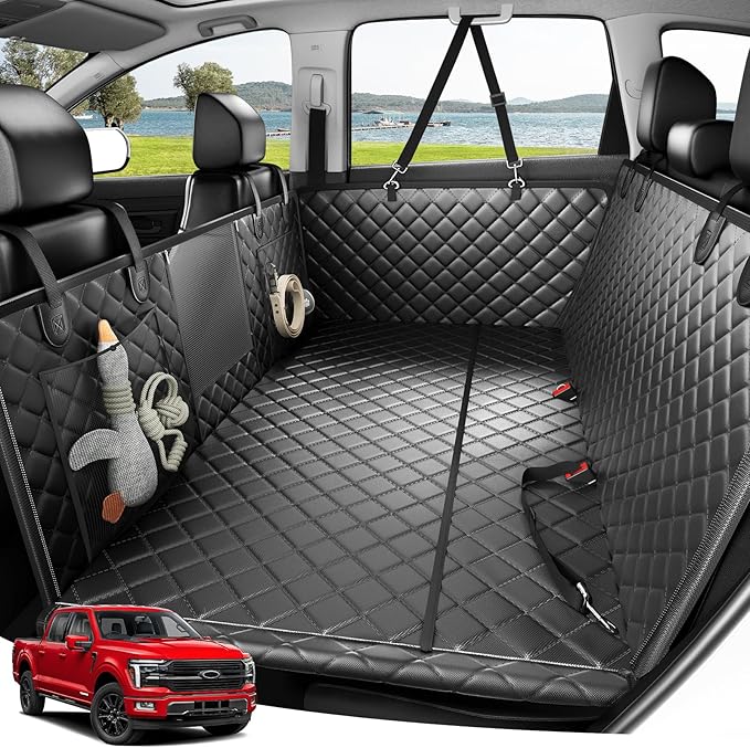 Zanch 2025 Upgraded Dog Car Seat Cover, 400 lbs Heavy Duty Hard Bottom, Waterproof & Anti-Scratch Back Seat Protector, Nonslip Pet Hammock Extender for Large Trucks, SUVs, Vans, XL-Black