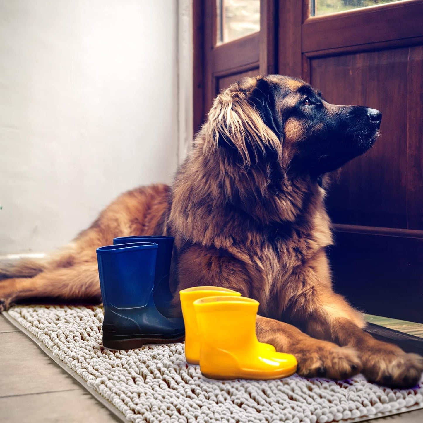 DogBuddy Dog Door Mat for Muddy Paws, Absorbent Microfiber Pet Rug, Waterproof Non-Slip Doormat, Washable Rugs for Dogs, Entryway Indoor Outdoor Mat, Dog Supplies (XL, Mist)