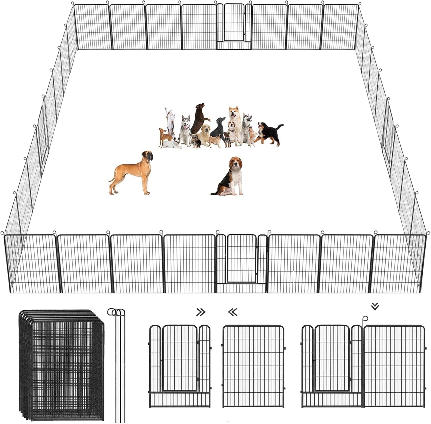 Dog Playpen Dog Fence Outdoor for Yard, 32inch 42 Panels Dog Pens Outside Anti-Rust Pet Playpen Exercise Pen with Lock, Portable Pet Fence for Yard RV Camping