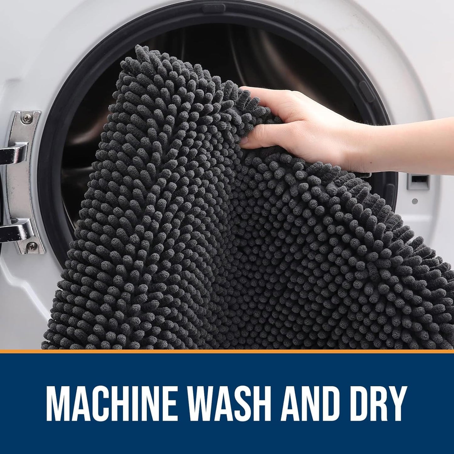 OLANLY Dog Door Mat for Muddy Paws 70x46, Absorbs Moisture and Dirt, Absorbent Non-Slip Washable Doormat, Quick Dry Chenille Mud Mat for Dogs, Entry Indoor Entryway Carpet for Inside Floor, Dark Grey