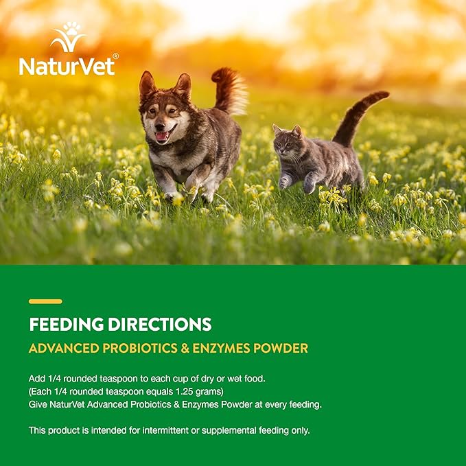 NaturVet – Advanced Probiotics & Enzymes - Plus Vet Strength PB6 Probiotic | Supports and Balances Pets with Sensitive Stomachs & Digestive Issues | for Dogs & Cats (4 oz)