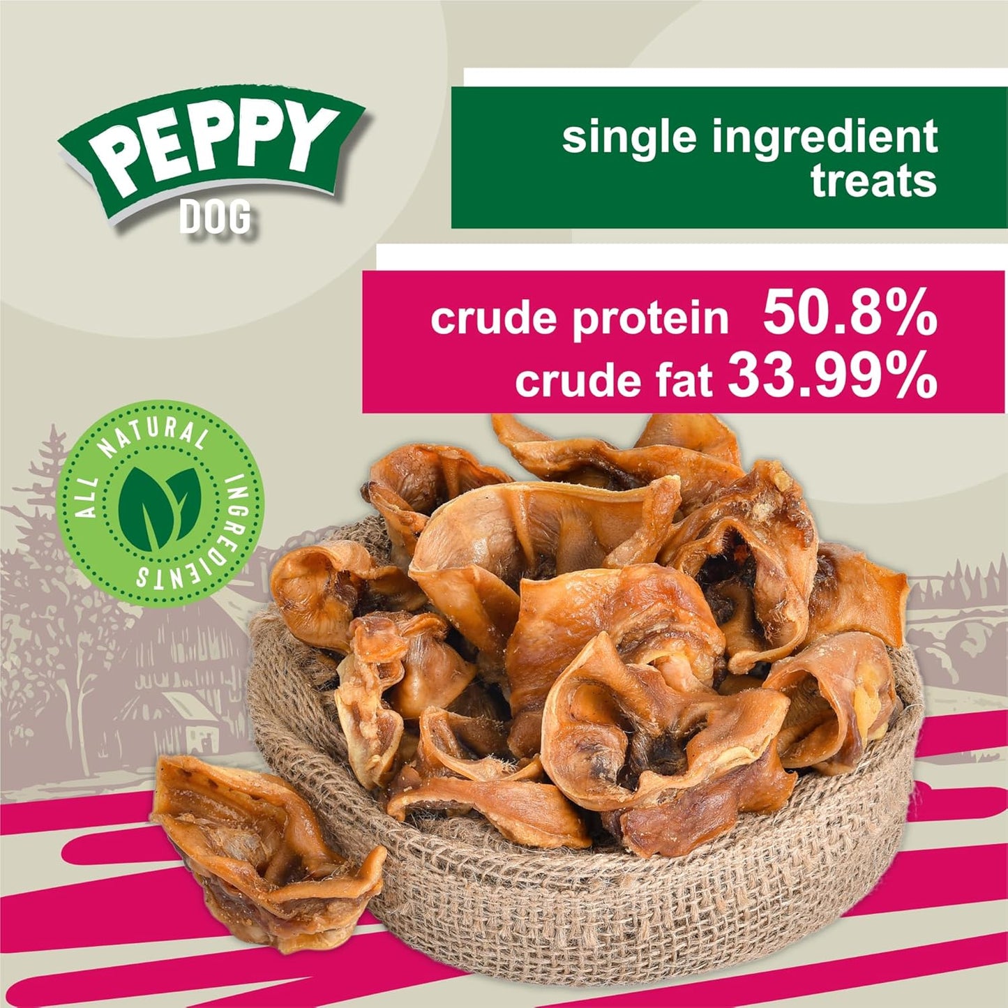 All Natural Pig Ear Slices Dog Treats (7oz) | Protein-Packed | No Preservatives | Promotes Dental Health | Hypoallergenic | Reduces Plaque and Tartar | Perfect Chewiness (7 oz (Pack of 1))