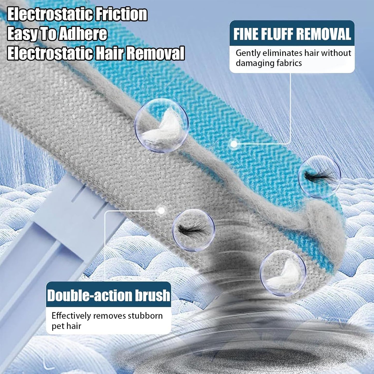 Cat Hair Remover 4-in-1 Multi-Functional Pet Hair Remover Brush,17.7Inch, Reusable Washable Lint Cleaner for Dog and Cat Hair, Gentle on Furniture, Sofas, Pet Beds, Bedding, Carpets, Clothing