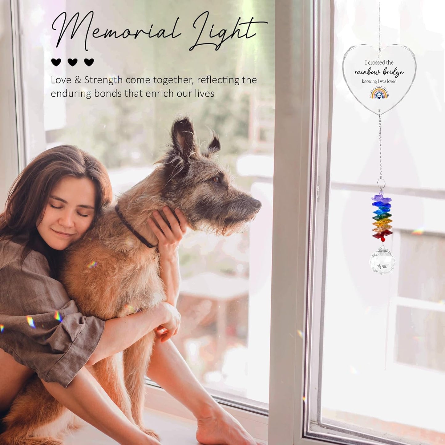 Pet Memorial Suncatcher Dog Cat Loss Sympathy Gift - Rainbow Crystal Prism - Bereavement Keepsake - Pet Lover Gift - Daily Remembrance Ornament