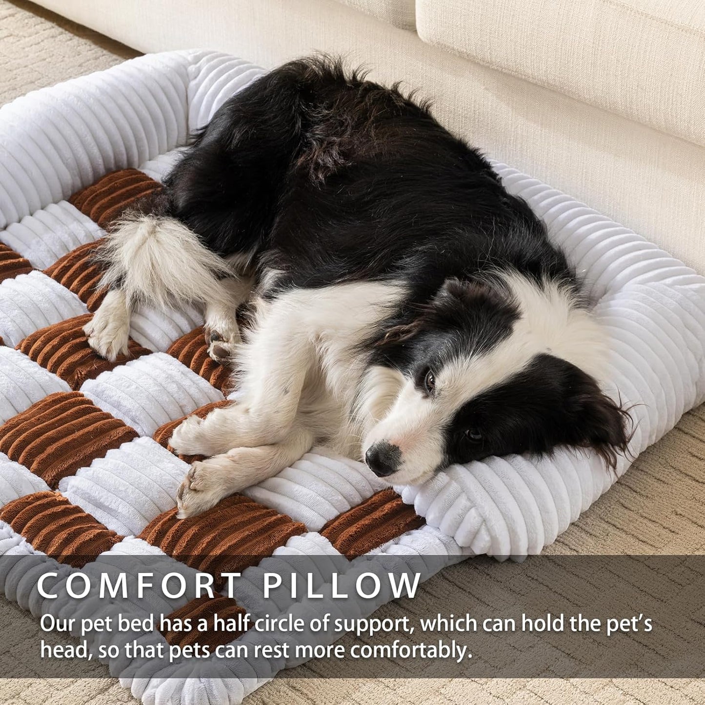 Dog Couch Bed, Thick Flannel Dog Couch Cover Protector, Washable Pet Couch Covers for Sofa, Non-Slip Couch Covers for Dogs, Pet Bed Mat for Couch (Brown, L-39.37 x 33.45 inch)