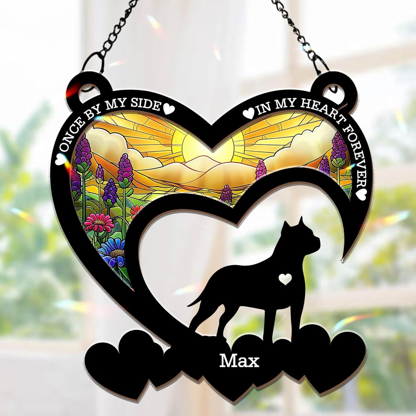 Personalized Pet Memorial Gift for Dog Lovers - Custom Dog Suncatcher Ornament with Name & Breed, Loss of Dog Sympathy Gift, in Loving Memory Keepsake