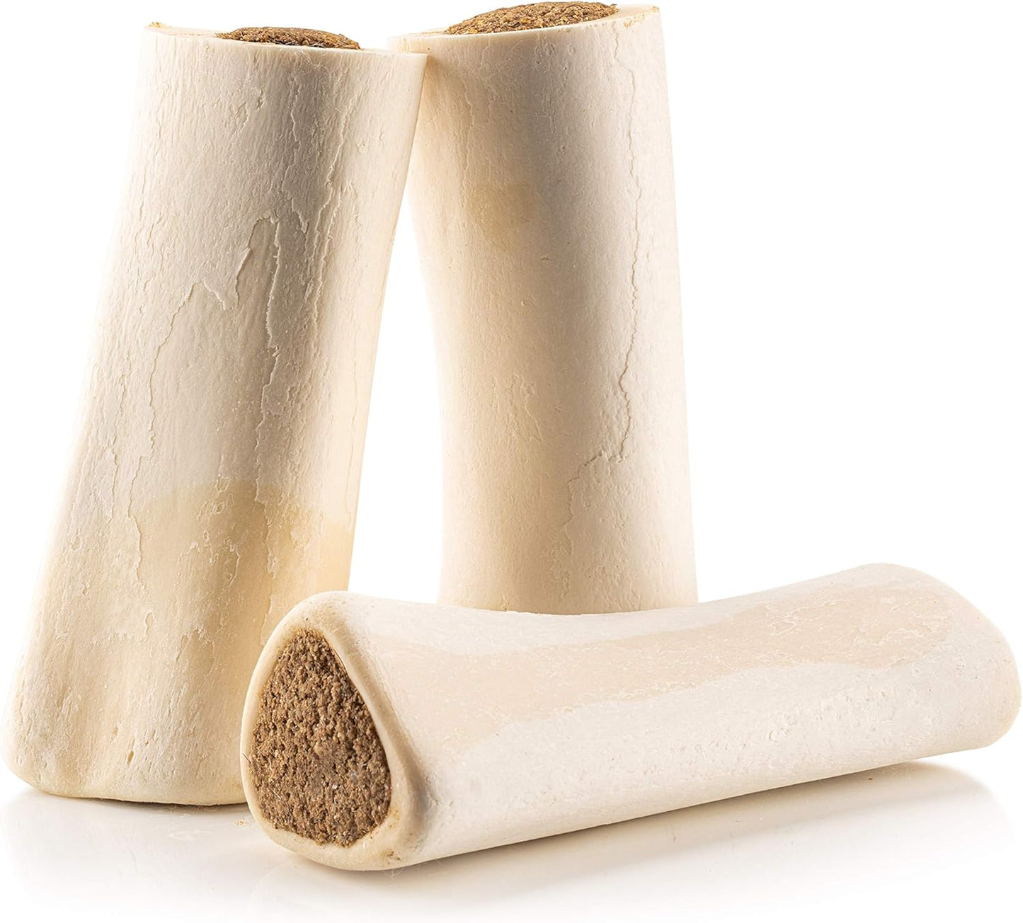 Jack&Pup 5-6" Filled Dog Bones for Large Dogs, Flavored Shin Dog Bones Long Lasting, Stuffed Bone for Dogs, High Protein, Bully Stick Flavor - 3 Pack