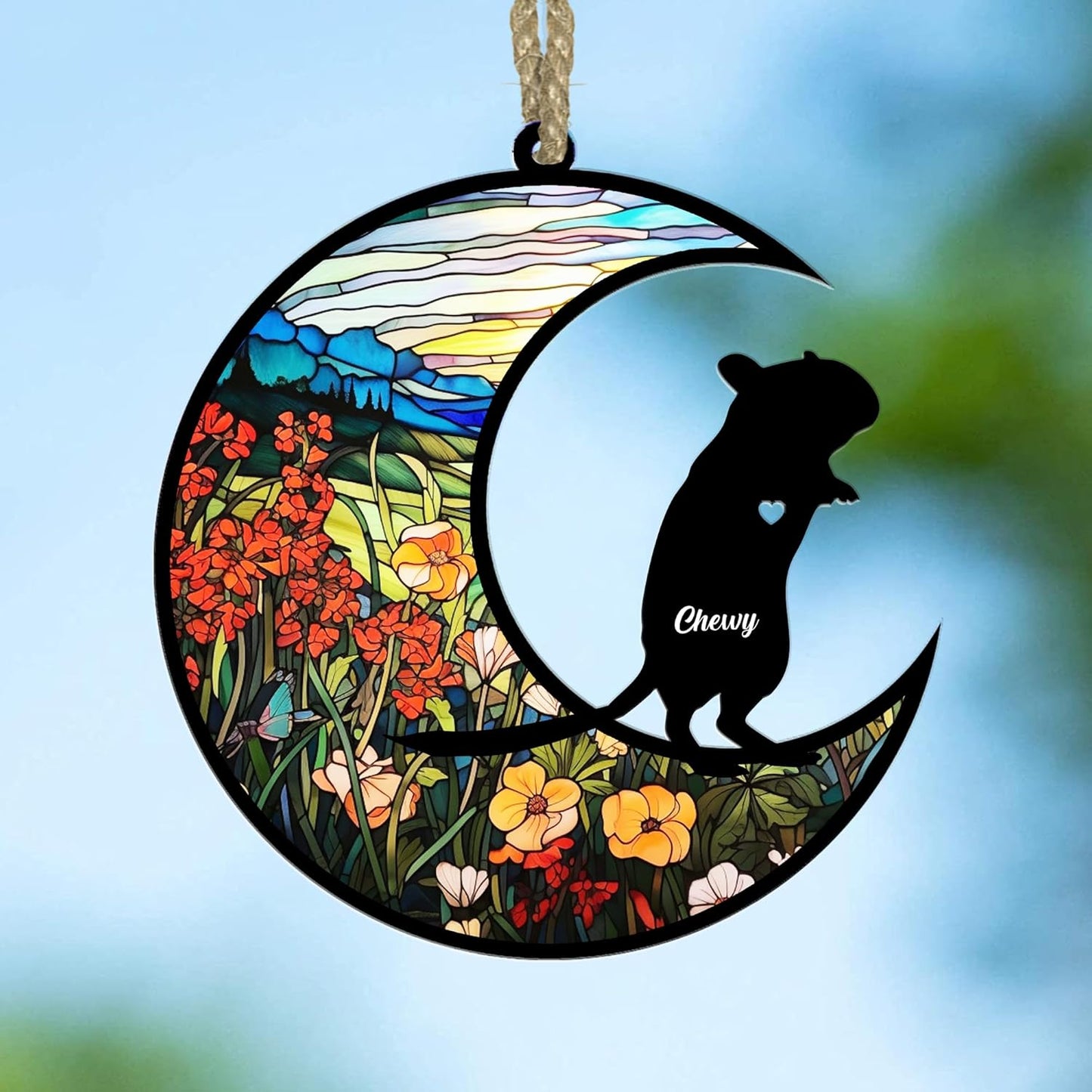 Personalized Gerbil Memorial Suncatcher/Ornament - Custom Loss Gerbil Bereavement Ornaments, Stained Glass Light Catcher Sympathy Gift, Pet Remembrance Keepsake Memory Window Hangings