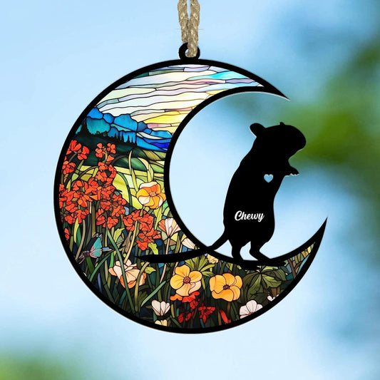 Personalized Gerbil Memorial Suncatcher/Ornament - Custom Loss Gerbil Bereavement Ornaments, Stained Glass Light Catcher Sympathy Gift, Pet Remembrance Keepsake Memory Window Hangings
