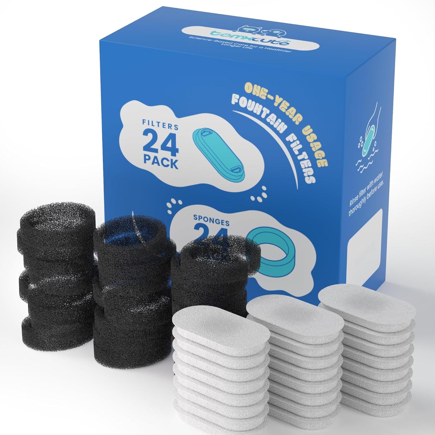 Tomxcute Cat Water Fountain, 3.2L/108oz Automatic Stainless Steel Pet Fountain Dog Water Dispenser, Ultra-Quiet Pump and 3 Replacement Filters & for Cats, Dogs, Multiple Pets