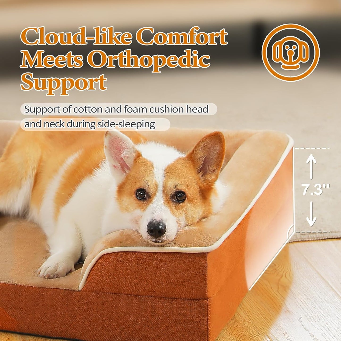 PAWZ Road Orthopedic Dog Bed Medium with Memory Foam,2-Layer Waterproof Cover and Non-Slip Bottom for Small, Medium and Large Dogs-Brown Large