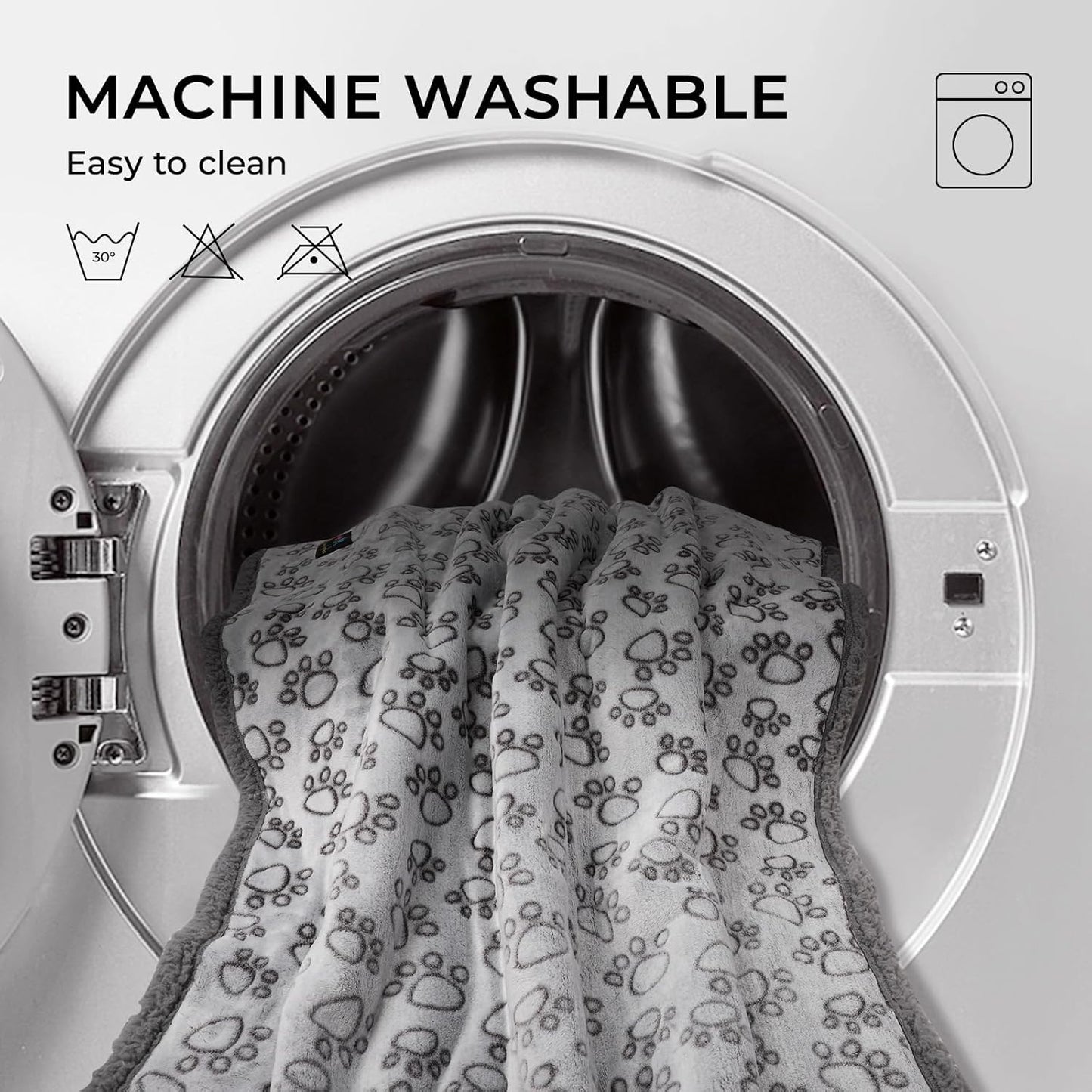 Luciphia Waterproof Pet Blankets for Couch Sofa Bed Cover Liquid Pee Proof Washable Soft Fluffy Large Dog Blanket Reversible Furniture Protection Paw Grey X-Large（85" x 57"）