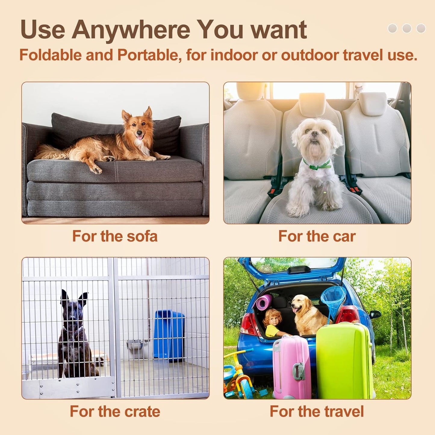 BEAUTYZOO Dog Bed Crate Mat Washable, Dog Kennel Pad for Small Dogs, Anti-Slip Soft Fluffy Puppy Sleeping Mattress for Cages, Durable Cozy Pet Travel Car Bed 24 x 18 Inch, Gray Wheat