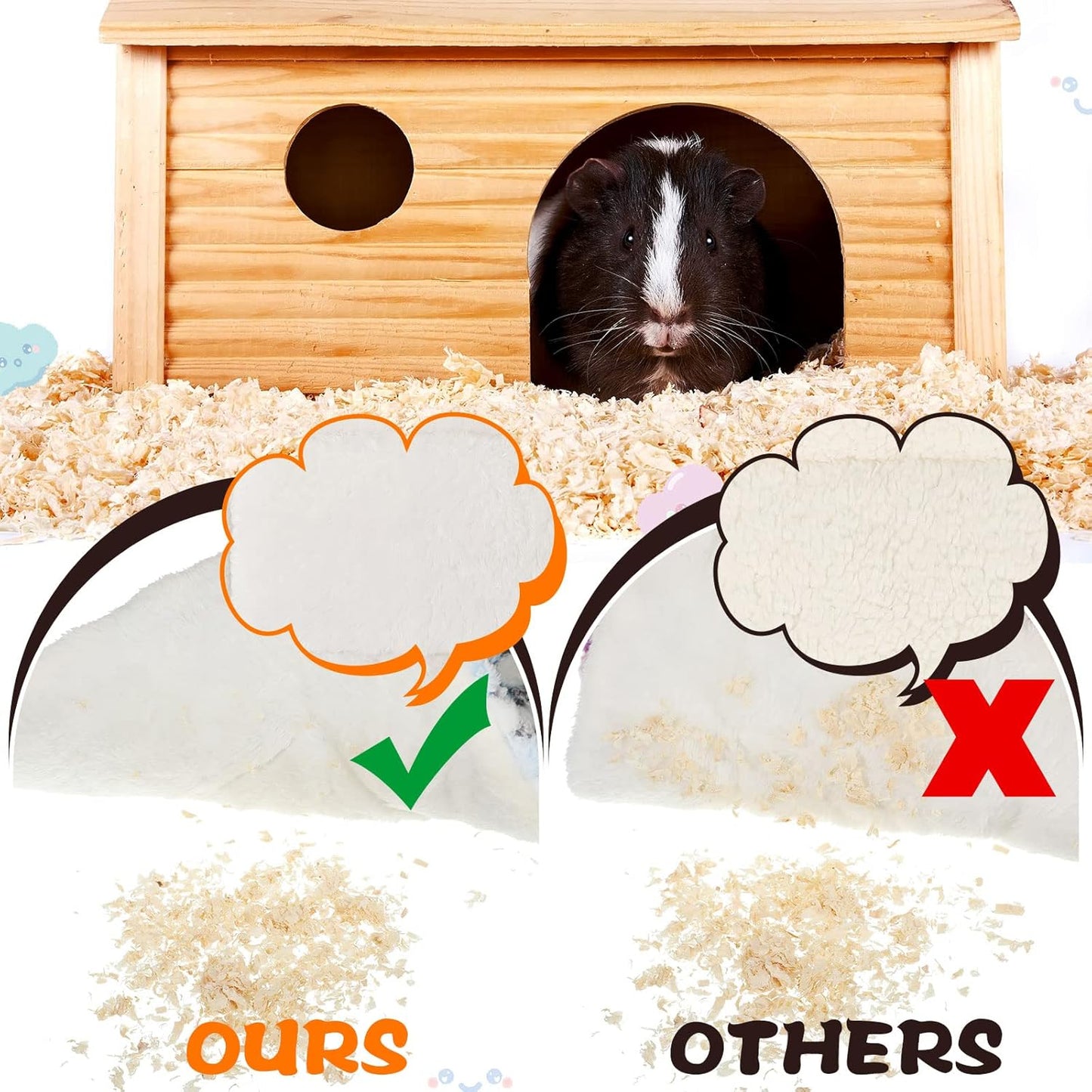 Tudomro 10 Pcs Guinea Pig Bed Mat with Cleaning Dustpan Brush 15" x 11" Animal Bedding Fleece Bunny Sleeping Pad for Small Dogs Cats Rats Hedgehogs Ferrets Hamster Indoor (Heart Star)