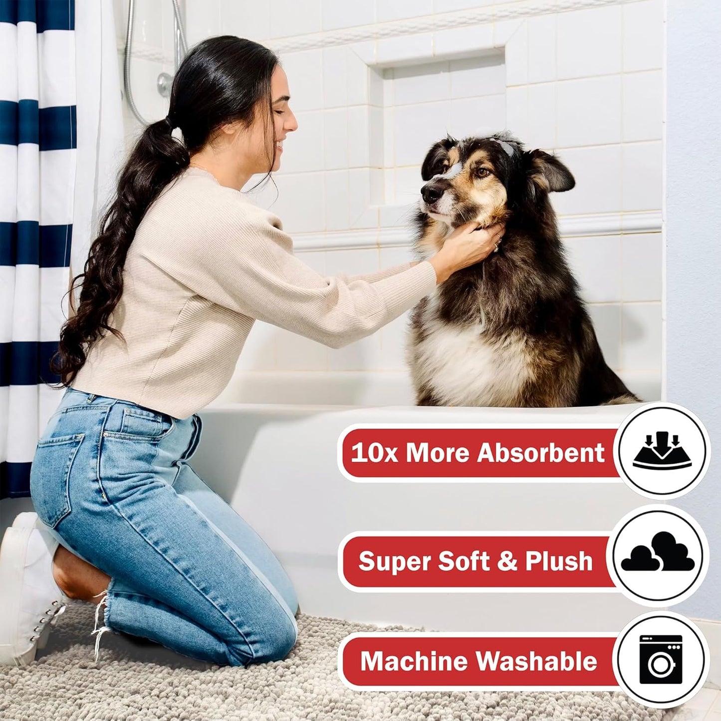 DogBuddy Dog Door Mat for Muddy Paws, Absorbent Microfiber Pet Rug, Waterproof Non-Slip Doormat, Washable Rugs for Dogs, Entryway Indoor Outdoor Mat, Dog Supplies (XL, Mist)