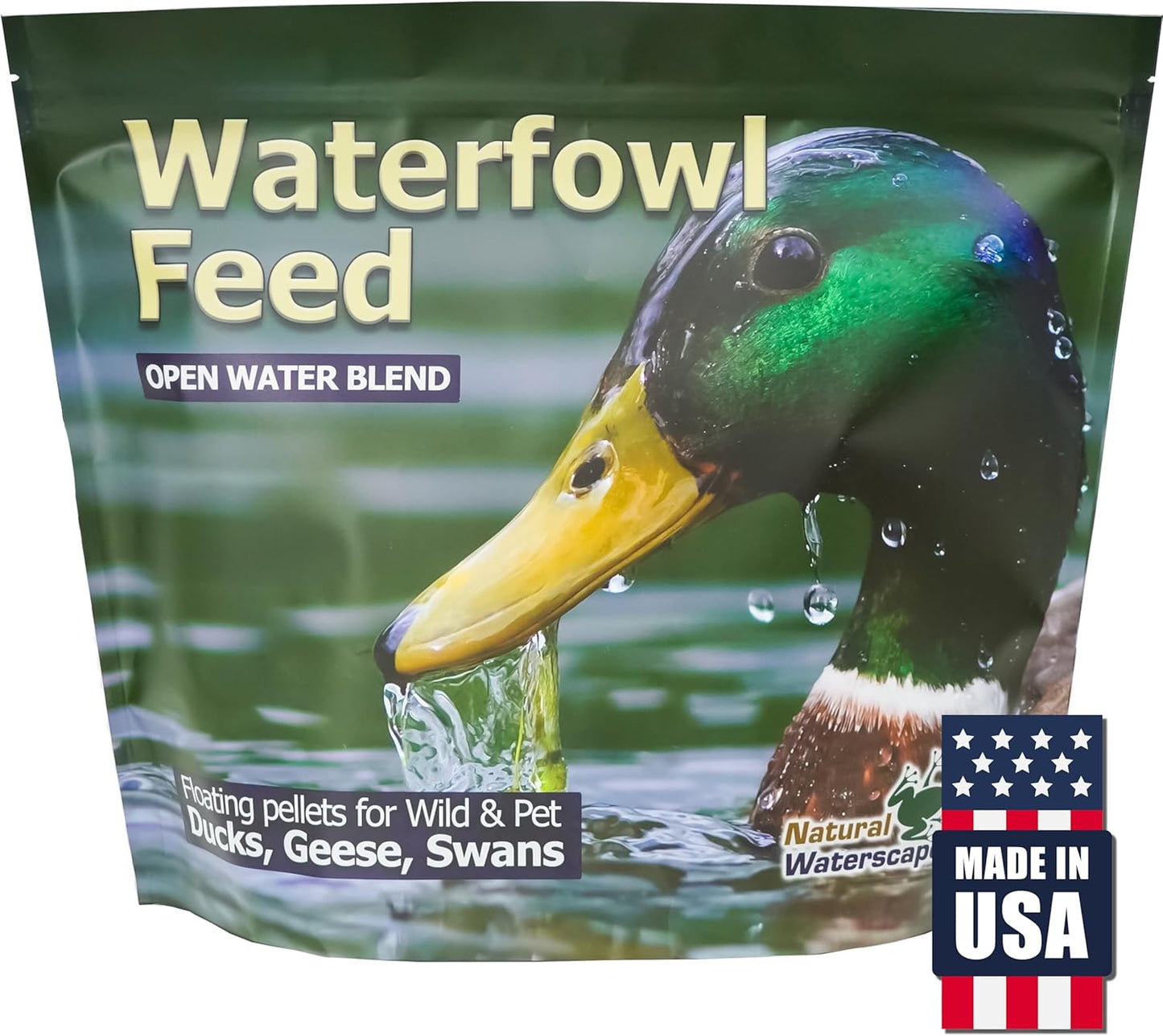 Natural Waterscapes Waterfowl Feed (5 lb) Floating Duck Food | for Wild Ducks, Pet Ducks, Geese, Swans