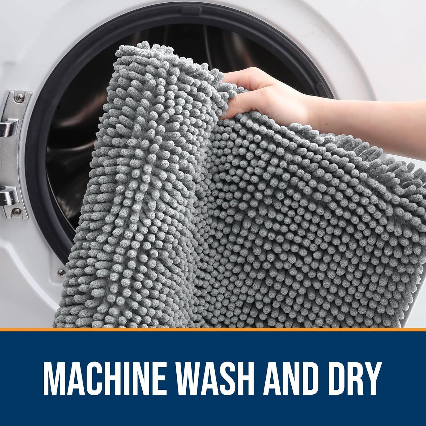 OLANLY Dog Door Mat for Muddy Paws 47x32, Absorbs Moisture and Dirt, Absorbent Non-Slip Washable Doormat, Quick Dry Chenille Mud Mat for Dogs, Entry Indoor Entryway Carpet for Inside Floor, Grey