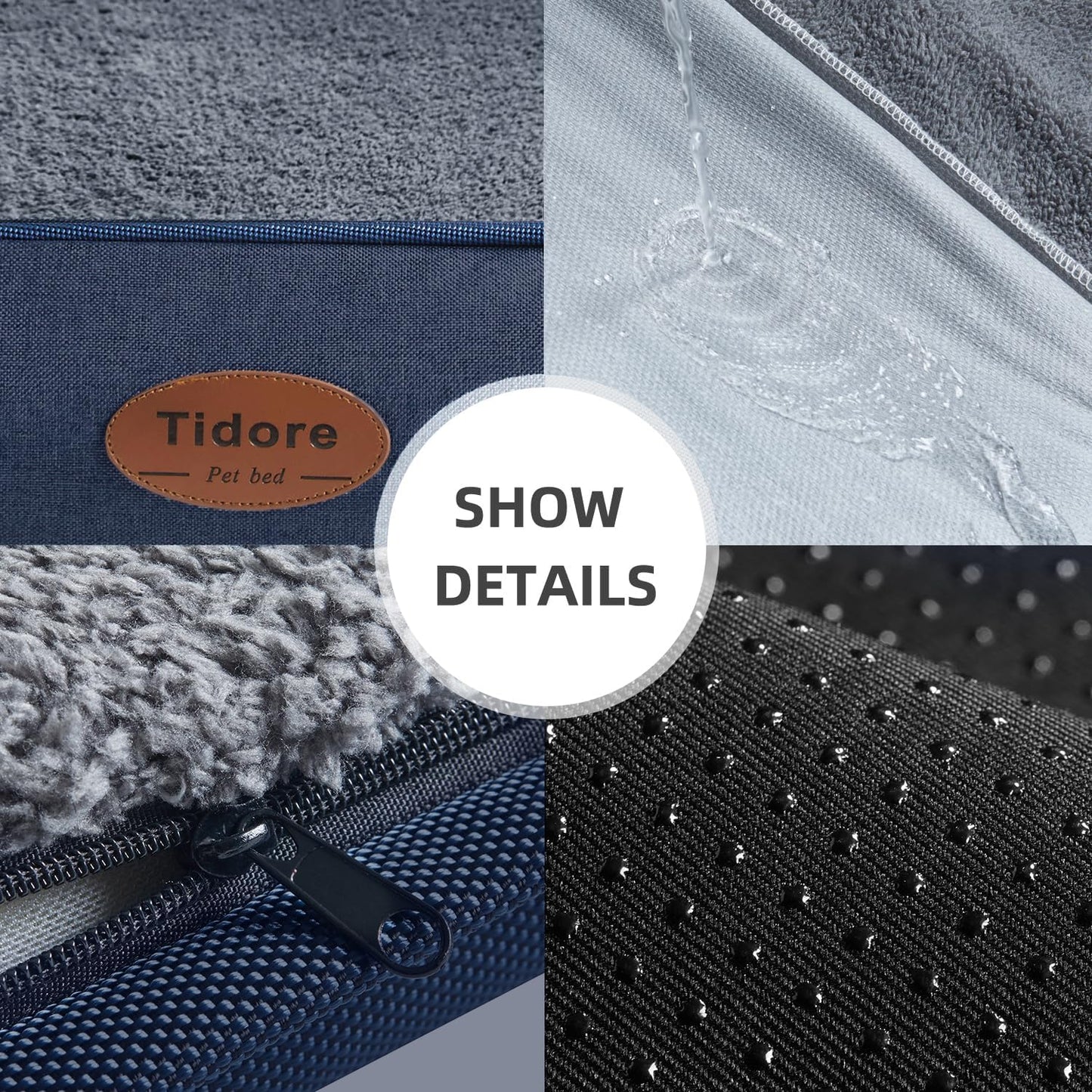 Orthopedic Dog Beds for Medium Dogs, Durable Egg Crate Foam Sofa Dog Bed wit Washable Removable Cover,Waterproof Lining,Pet Bed for Large Dogs (Denim Blue, 26.4" L x 21.7" W x 6.2" Th)