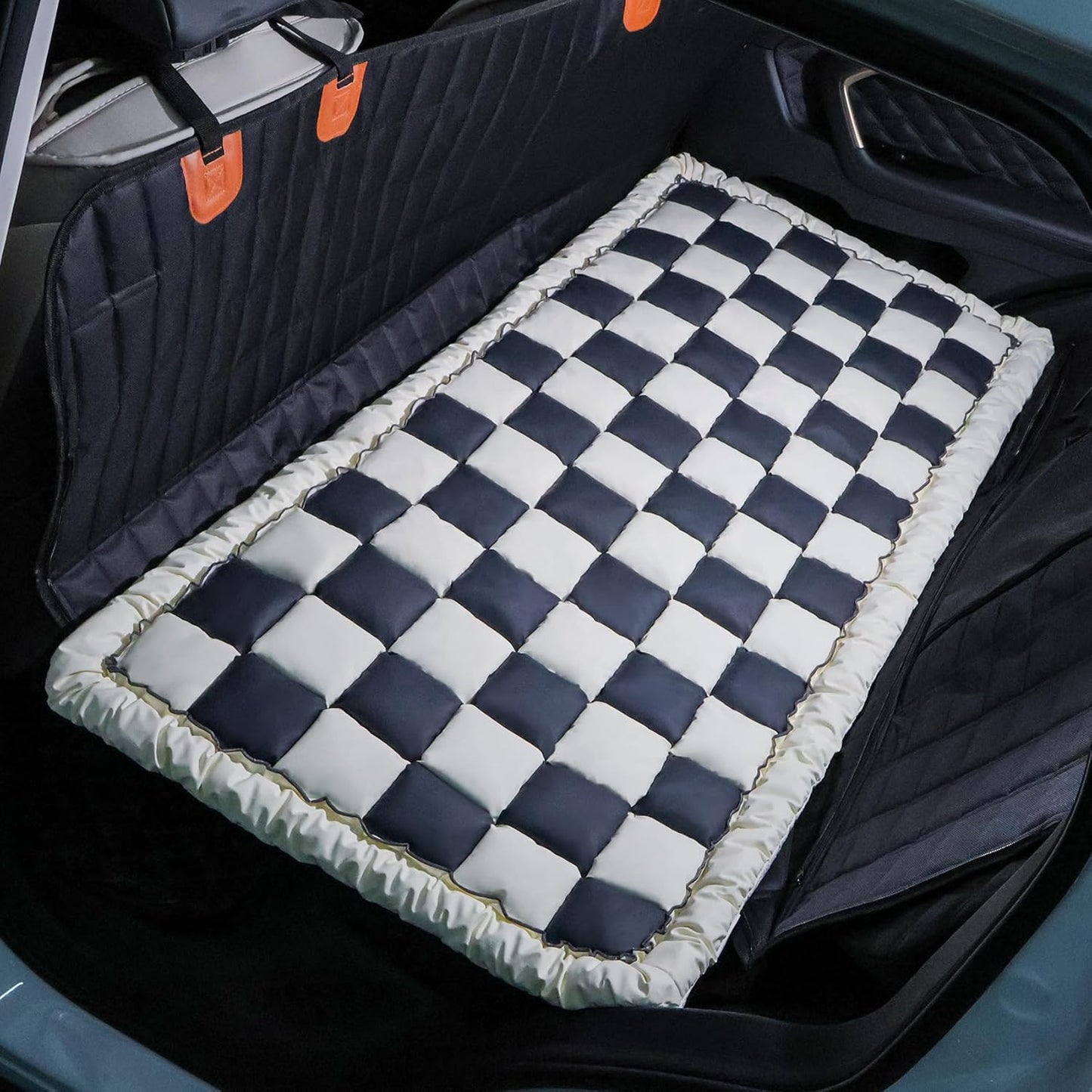 Dog Bed Mat for Car Back Seat，Waterproof Backseat Pet Bed Pad，Non-Slip Dog Car Seat Cover，Leather Pet Cushion Fit for Backseat Extenders and Trucks SUV (Dark Gray, 24.8x54 inch)