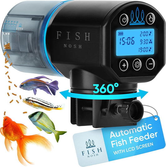 FISHNOSH Automatic Fish Feeder for Aquarium - New Generation 2025, Auto Food Dispenser with Timer for Small Tank, Big Aquariums & Pond (Blue)