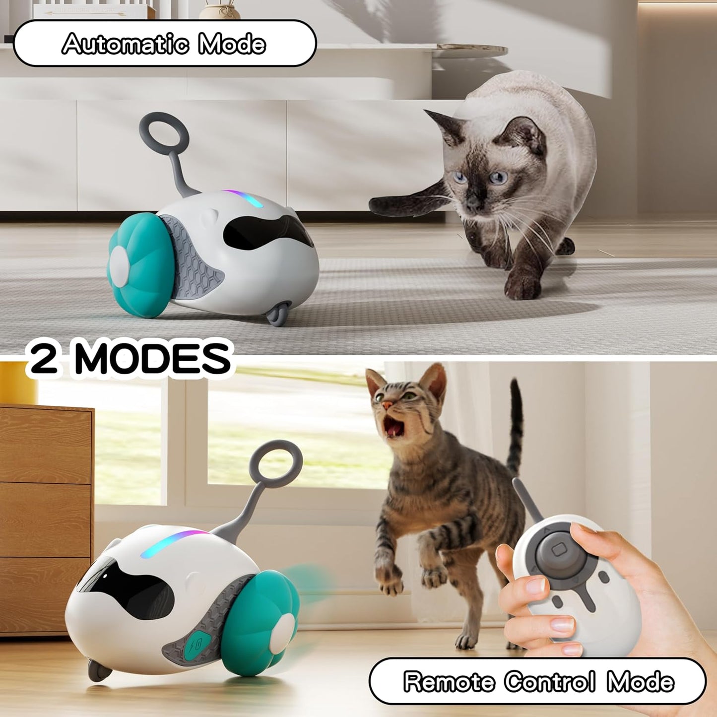 Interactive Cat Toys for Indoor Cats with Upgraded Rechargeable Joystick Remote Control Smart Automatic Moving Cat Toys with 2 Modes Kitten Toys for All Breeds of Bored Cat Exercise-Blue