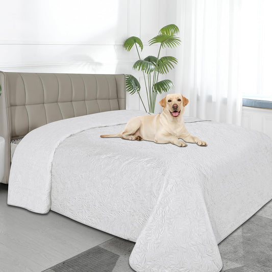 Easy-Going Waterproof Dog Bed Cover Reversible Leak Proof Pet Blanket Replacement Mat for Furniture Washable Couch Cover Sofa Cover for Dogs Cat(68x86 Inch, White/White)