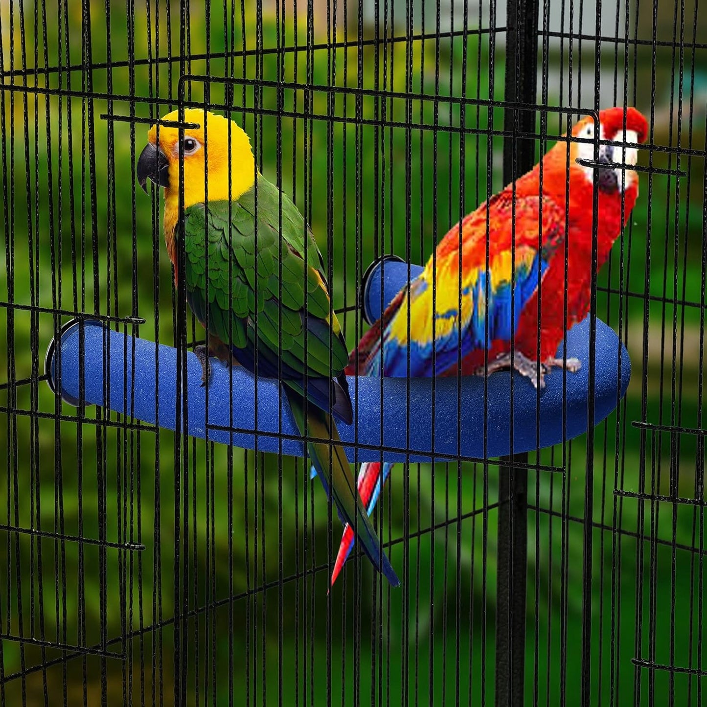 U Shape Parrot Perch Stand Toy Bird Platform Sand Paw Grinding Clean Stick Exercise Conure Budgie Cockatiel Cage Accessories (Blue)