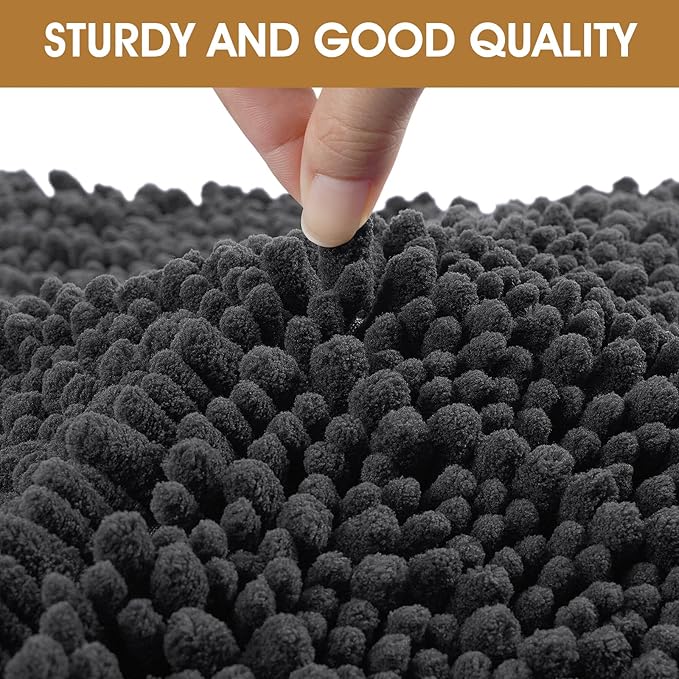 Extra Large Dog Door Mats for Muddy Paws, Chenille Absorbent Dog Mats, Non Slip Heavy Mud Mat for Dogs, Soft Pet Mat for Entryway, Mud Paws, Inside Floor,71" x 25", Dark Grey