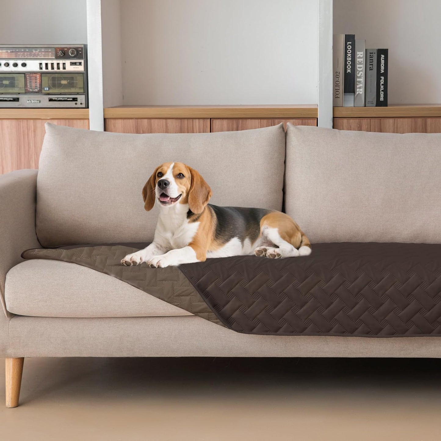 gogobunny 100% Double Sided Waterproof Dog Blanket Soft Pet Bed Cover Reversible Protect Furniture Couch Sofa Car for Puppy Cat (Dark Coffee/Light Coffee, 30x70 Inch (Pack of 1))