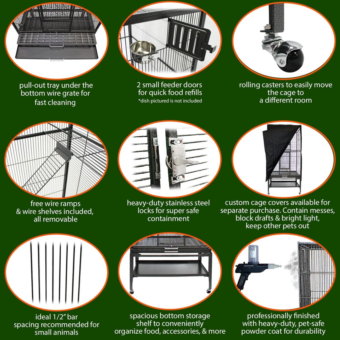 Madagascar Cage - 60" Tall Durable Spacious Metal Cage - for Sugar Gliders, Squirrels, Marmosets & Other Small Pets