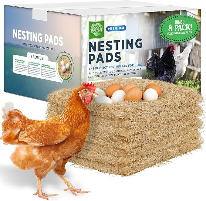 Small Pet Select - Chicken Nesting Pads (8-Pack), 13x13, for Hens, Fits Most Nesting Boxes, Chicken Coop Nest Liners