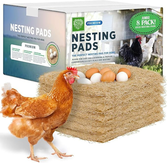 Small Pet Select - Chicken Nesting Pads (8-Pack), 13x13, for Hens, Fits Most Nesting Boxes, Chicken Coop Nest Liners