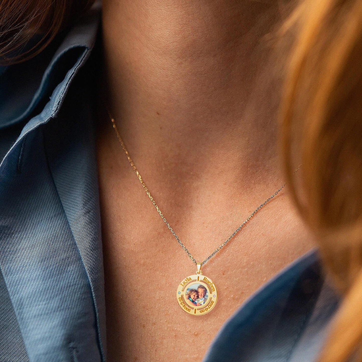 CharmSStory Personalized Photo Necklaces Custom Engraved Name Necklace Memory Keepsake Picture Necklace Pendant Customized Gifts for Women Men