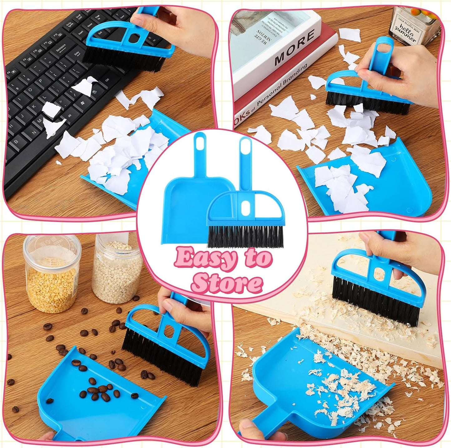 Tudomro 10 Pcs Guinea Pig Bed Mat with Cleaning Dustpan Brush 15" x 11" Animal Bedding Fleece Bunny Sleeping Pad for Small Dogs Cats Rats Hedgehogs Ferrets Hamster Indoor(Heart Bear)