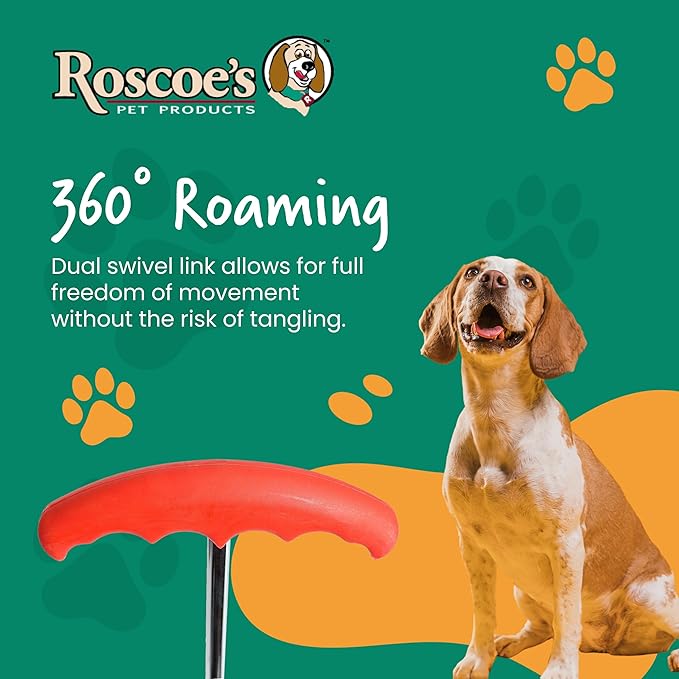 Roscoe's Pet Products Comfort Grip Tie Out Stake for Dogs. 4 (8mm, 18 inch)