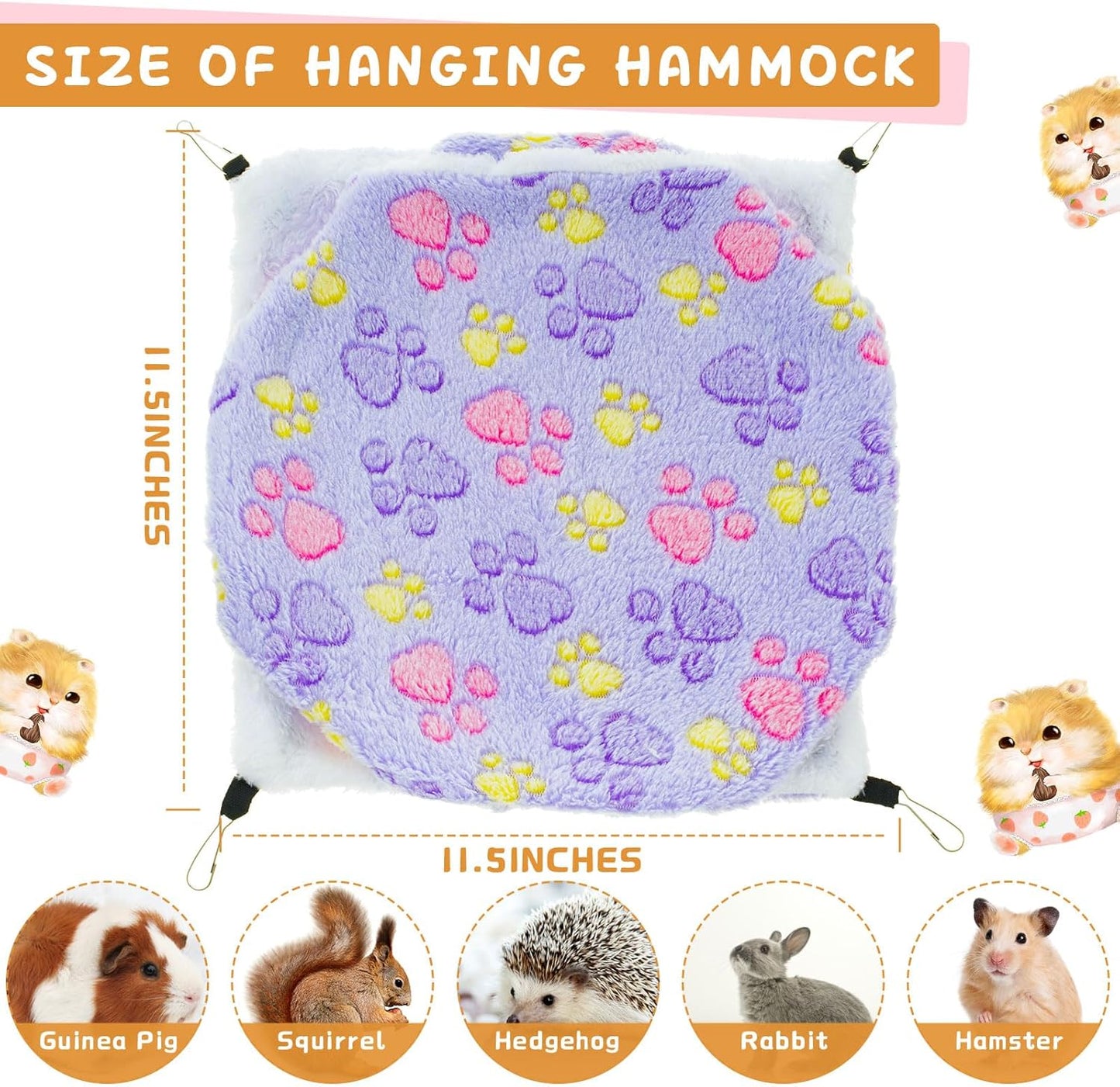 Sadnyy 6 Pieces Guinea Pig Rat Hammock Three Layer Ferret Bed Small Animal Hanging Pet Cage Hammock for Chinchilla Rat Sugar Glider Squirrel Reptiles (Classic Pattern)