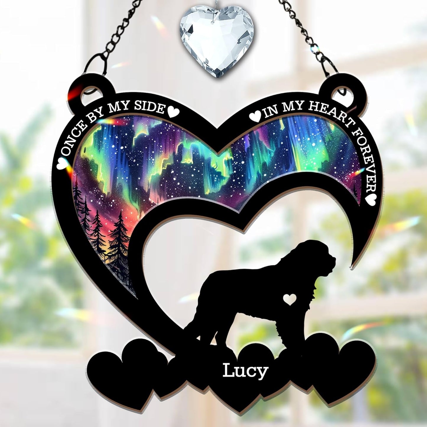 Personalized Pet Memorial Gift for Dog Lovers - Custom Dog Suncatcher Ornament with Name & Breed, Loss of Dog Sympathy Gift, in Loving Memory Keepsake