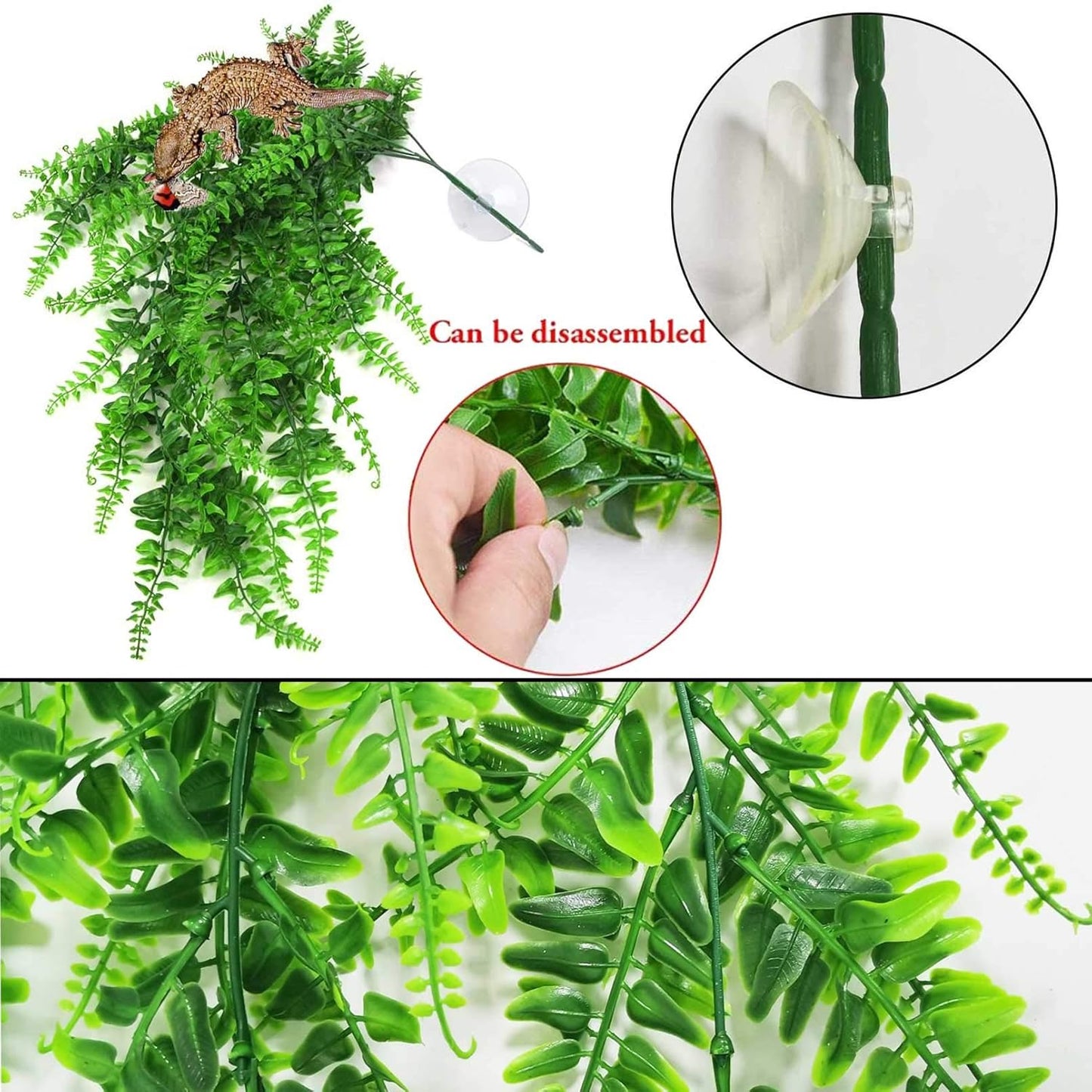 kathson Bearded Dragon Hammock Reptile Lounger Reptiles Plants Hanging Fake Vines Boston Climbing Terrarium Plant Lizard Tank Accessories Flexible Leaves Decor for Chameleon Gecko Snakes